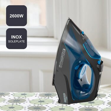 Праска з парою BLACK+DECKER BXIR2605E | 2600W | Потужний паровий удар 170 г/хв | Безперервний струмінь пари 40 г/хв | Нержавіюча сталь, захист від накипу, самоочищення | Ефективно видаляє віруси та бактерії