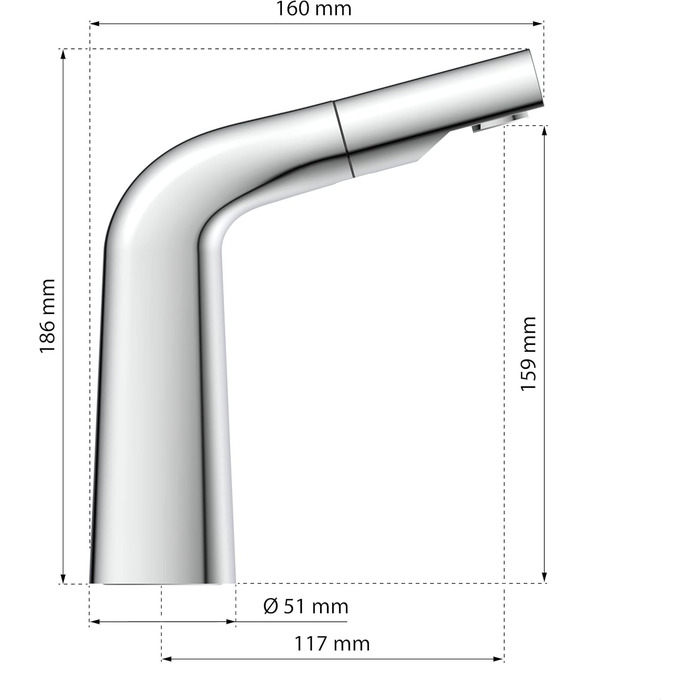 Змішувач для ванної кімнати EISL COOL з висувною лійкою для миття волосся, водозберігаючий кран, хром