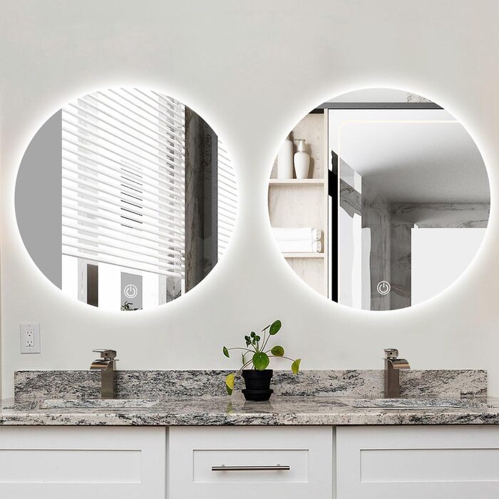 Дзеркало для ванної кімнати SensaHome кругле без рами з LED-підсвічуванням, диммер, 70x70 см