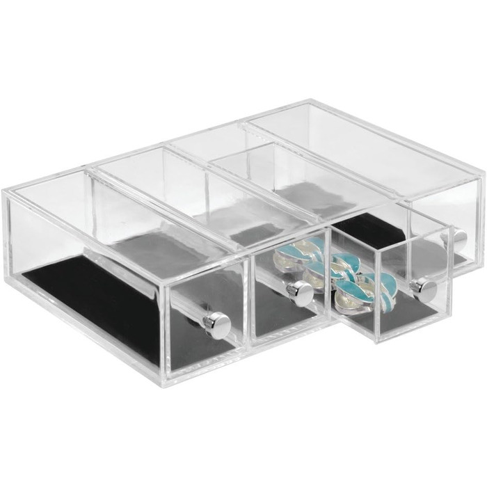 Коробка для зберігання ювелірних виробів Interdesign Clarity / коробка для ювелірних виробів з 4 ящиками для ланцюжків тощо / обертові ювелірні вироби