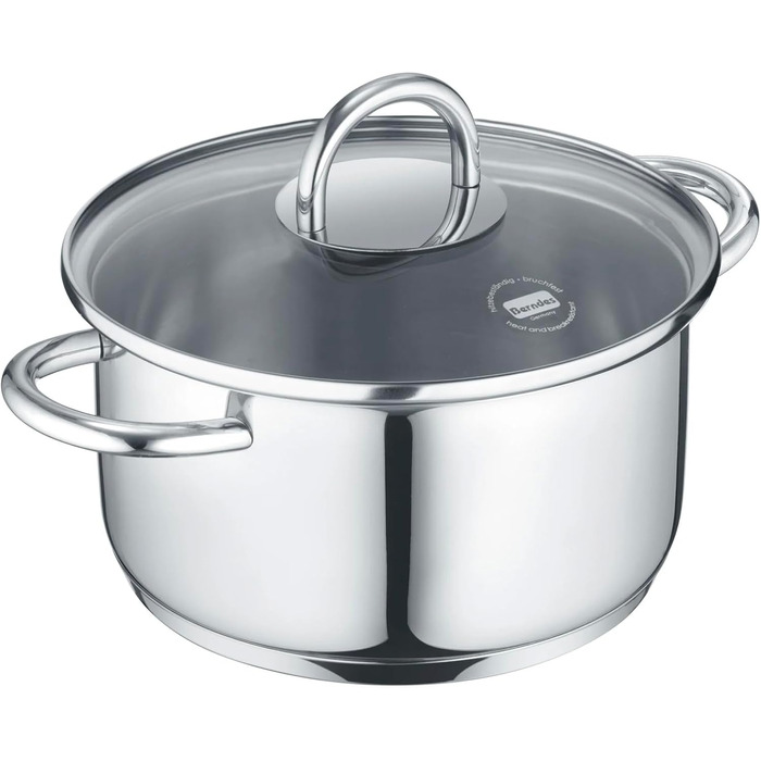 Каструля Berndes b.mini 14 см з кришкою з термостійкого скла - нержавіюча сталь, підходить для всіх типів плит (включно з індукцією), об'єм 1,2 л