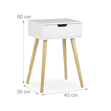 Приліжкова тумбочка Relaxdays біла з шухлядою