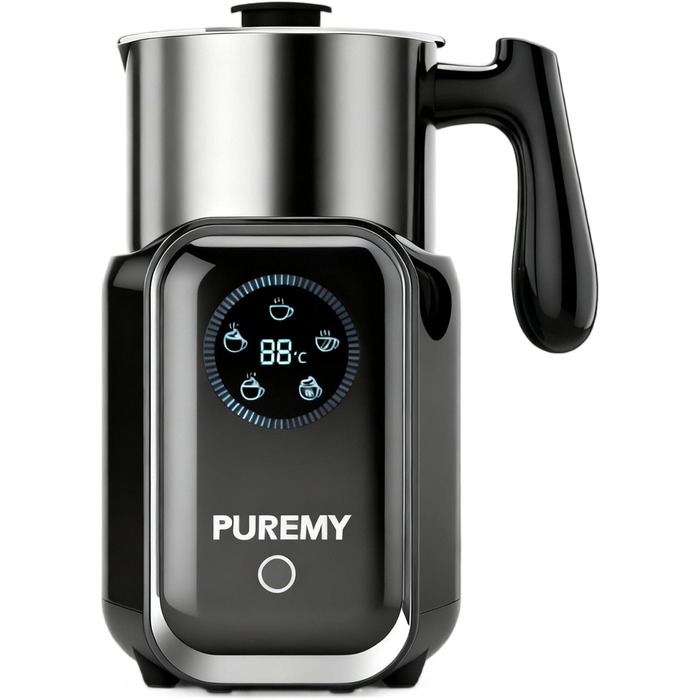 Електричний спінювач молока 5-в-1, 600 мл, з регулюванням температури, для лате, капучино, гарячого та холодного молока (сірий)