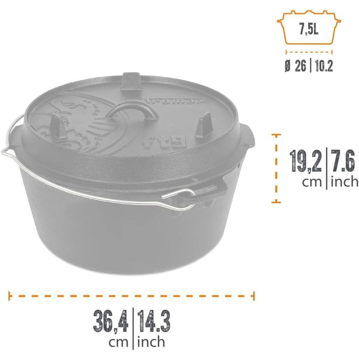 Чавунний казанок Petromax Feuertopf - Dutch Oven для готування та випікання на відкритому вогні