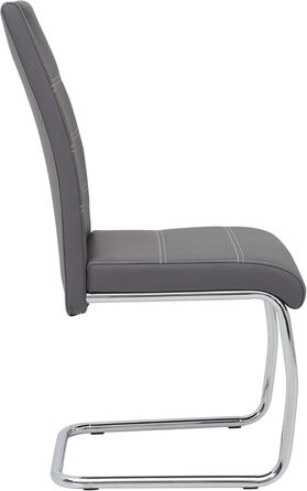 Набір обідніх стільців Hela Flora (4 шт.), штучна шкіра сірого кольору, металевий каркас, 42x57x98 см