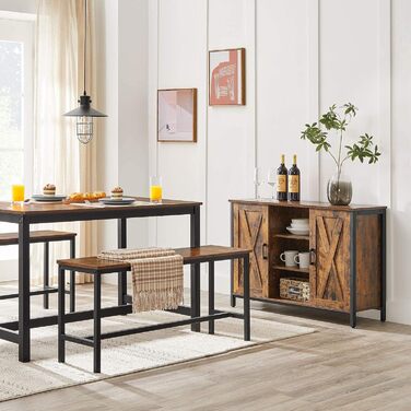 Барний стіл, кухонний стіл, кухонна стійка, прямокутний барний стіл, міцний металевий каркас, легка збірка, вузький, промисловий дизайн, LBT10 шт. (сільський коричневий чорний, 120 x 75 x 75 см)