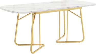 Розсувний обідній стіл Merax, овальний з імітацією мармуру, 140/180 x 80 см, на 4-6 осіб, мармур+золото