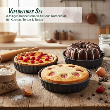 Набір форм для випічки Relaxdays, 3 шт., з антипригарним покриттям