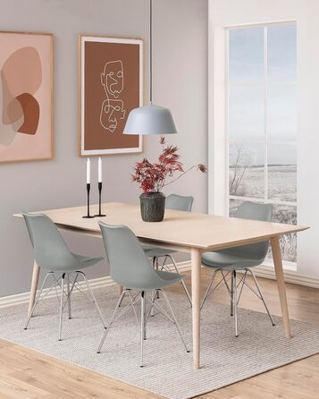 AC Design Їдальні стільці Emanuel, 2 шт. (світло-сірий/хром), PU/Метал, 48,5 x 85,5 x 54 см