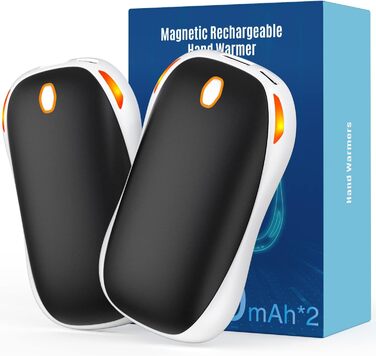 Електричний ручний гріє 5000mAh, 2 шт. - багаторазовий кишеньковий гріє для активного відпочинку, зимовий подарунок для дітей, жінок та чоловіків (чорний)