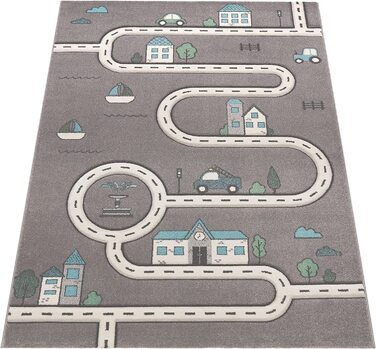 Дитячий домашній килим Paco для дитячої кімнати сучасний навчальний килим вуличний автомобільний дизайн будинку Розмір (200x290 см, різнокольоровий)