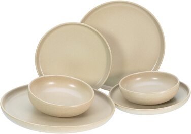 Набір посуду серії uno, набір тарілок з 12 предметів (сервіровка столу з 12 предметів, пісок), 22979