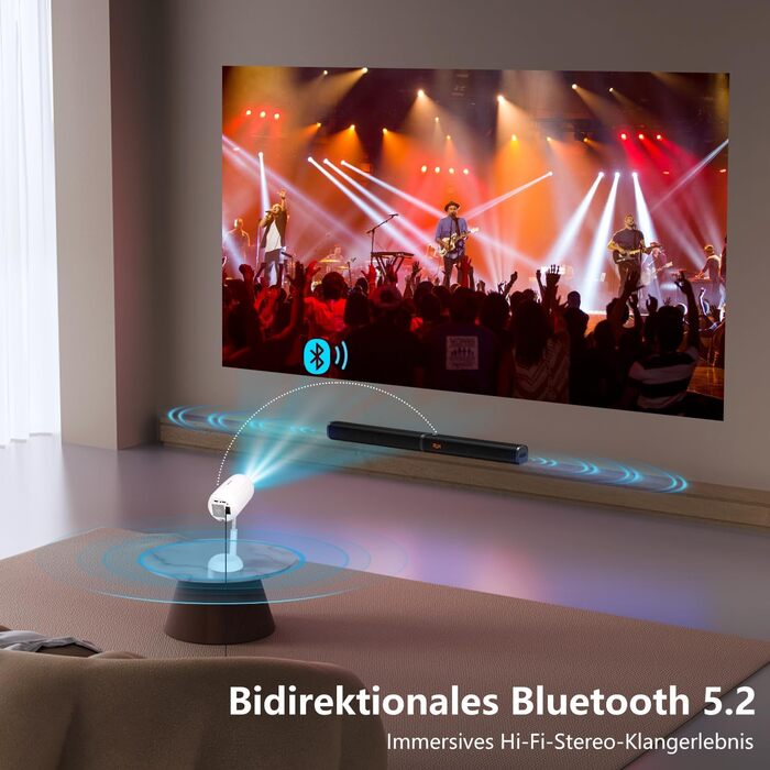 Міні-проектор VGKE з Android TV 13.0, 23000 люмен, Full HD 4K, WiFi6, Bluetooth, автофокус, автоматична корекція трапецеїдальних спотворень, для телефону/зовнішнього використання/ноутбука