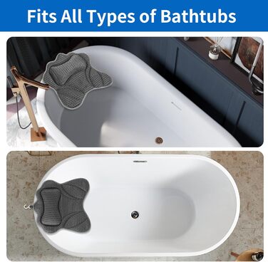 Подушка для ванни 4D сітка з присосками, підтримка шиї, плечей, голови та спини, сіра