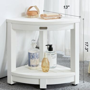 Двомісний стілець для душу Eck-Duschhocker, водонепроникний, з полівудних матеріалів, білий. Зручний стілець для душу та ванної кімнати, стійкий, з регульованими ніжками.