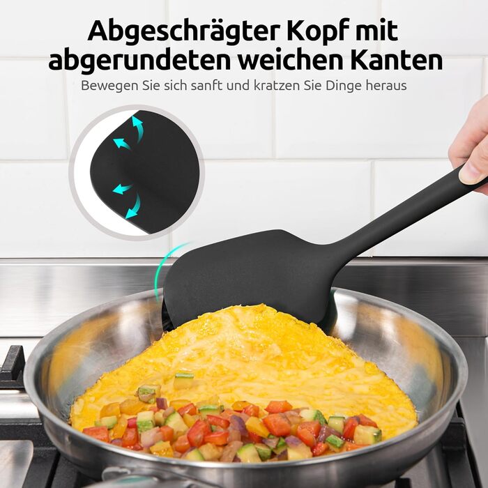 Набір кухонних аксесуарів U-Taste з силікону (5 шт.), стійкий до 315°C, BPA-free, антипригарний, для приготування, перемішування та подачі їжі (чорний)