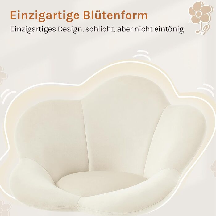 Дитячий стілець WOLTU для столу, комп'ютера, косметичного столика, регульований по висоті, оксамит, бежевий для дитячої кімнати та дому