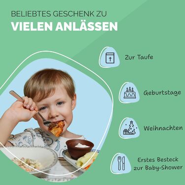 Персоналізований дитячий столовий набір Kinderbesteck з гравіюванням імені – ідеальний подарунок для хлопчика, 3 роки, набір столових приборів з нержавіючої сталі