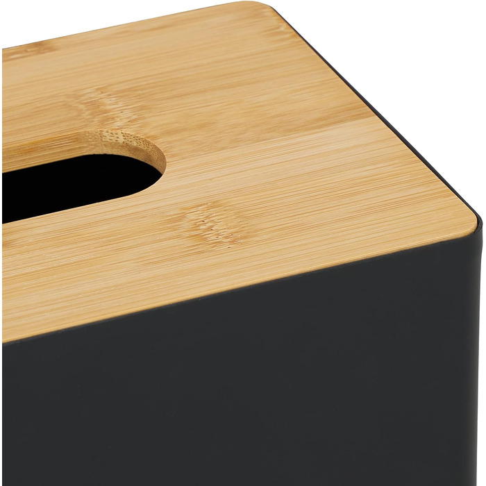 Бамбуковий ящик для серветок, ванна кімната, сучасний, пластик, ВхШхГ 10x26x14см, чорний/природа