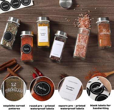 Набір скляних банок для спецій з дерев'яними кришками з акації, 24 шт по 120 мл (кутові)