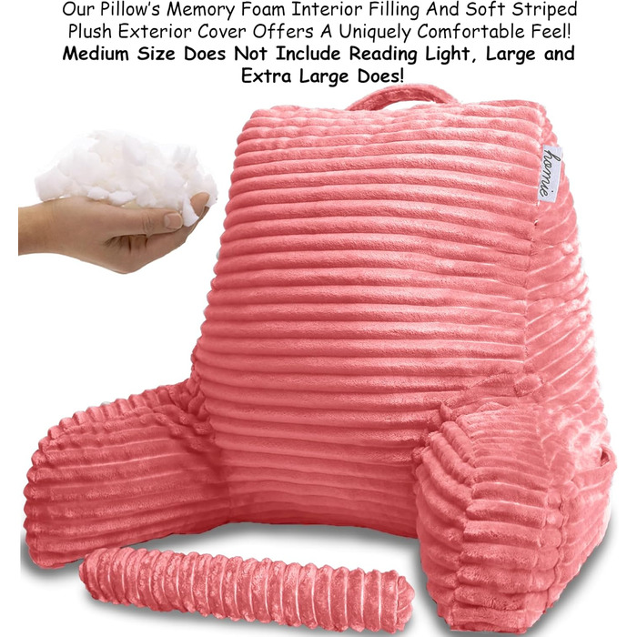 Крісло-мішок Homie з підставкою для зап'ястя, підлокітниками та спинкою для відпочинку, читання, роботи за ноутбуком та перегляду телевізора (біле). Розмір: Small, Колір: Rose