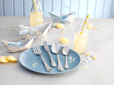 Набір дитячого столового приладдя ZWILLING Kinderbesteck-Set, 4-частинний, з кольоровими мотивами лицарів, для дітей від 3 років, нержавіюча сталь 18/10, сріблястий, упаковка без пластику