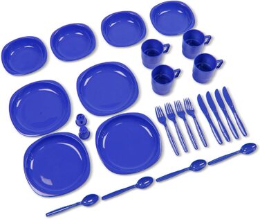 Набір кемпінгового посуду Black Snake з 2 Кемпінговий посуд столові прибори Набір вуличного посуду 8 осіб (королівський синій, один розмір)