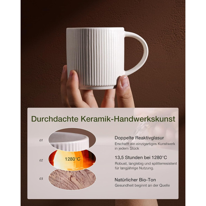 Набір тарілок Star 12 предметів для 4 осіб, керамічний посуд, стійкий до подряпин, для мікрохвильовки та посудомийної машини, бежево-білий матовий, чашки 355 мл (6 шт)