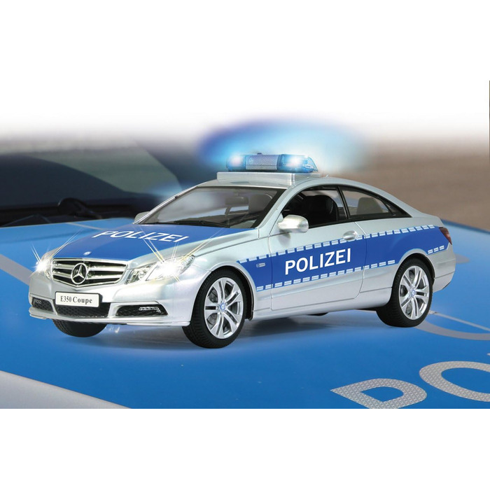 Модель Mercedes-Benz E350 Coupe Polizei 1:16 JAMARA 410023, 2.4GHz, срібно-синій – поліцейська сирена, сигналізація, світлові ефекти