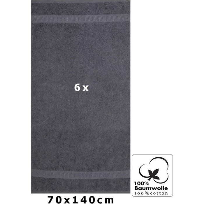 Набір рушників Betz 6 шт. банний та для душу Палермо 70х140 см 100% бавовна (антрацит)