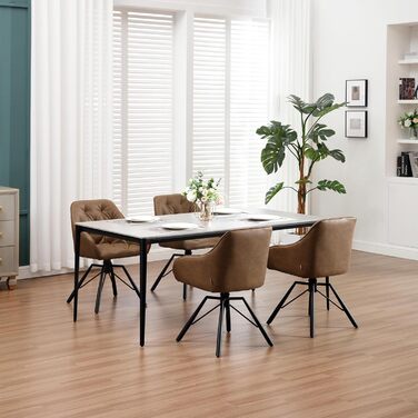 Крісло для їдальні WOLTU EZS61br-1, обтягнуте штучною шкірою, з металевими ніжками, для кухні, вітальні, їдальні (Колір: світло-коричневий)