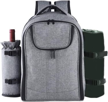 Набір для пікніка на 4 особи з термосумкою, відкидним тримачем для пляшок/вина, водонепроникним пледом та відділенням для столових приборів