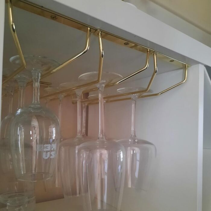 Тримач для келихів RedDreamer, 4 шт., нержавіюча сталь, для шафи, кухні, бару, 27.7 см (14 дюймів), золотий