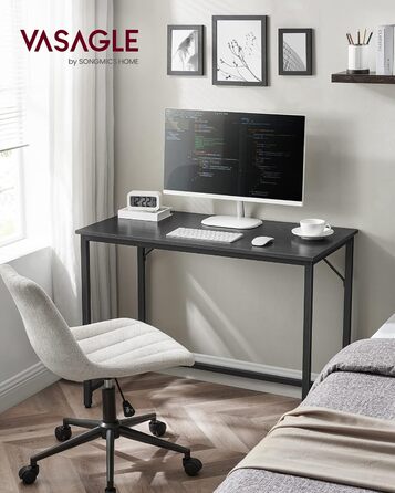 Стіл VASAGLE, маленький комп'ютерний стіл, офісний стіл, промисловий дизайн, металевий каркас, вінтажний коричнево-чорний