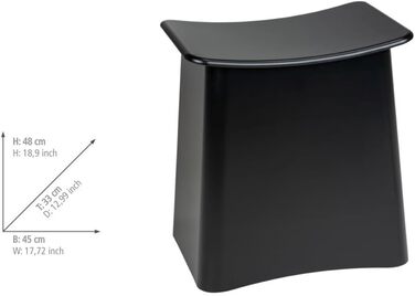 WENKO 2в1 табурет-кошик для білизни Wing білий - табурет для ванної кімнати з винімним мішком для білизни, об'єм 33 л, пластик (ABS), 45 x 48 x 33 см, білий, 48 x 33 x 45 см (чорний)