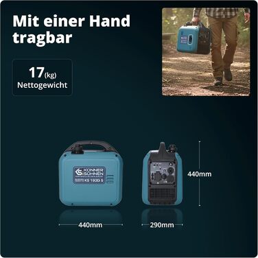 Інверторний генератор K&S Könner&Söhnen KS 1900i S, 2.0 кВт, з USB, мідна обмотка, для резервного живлення