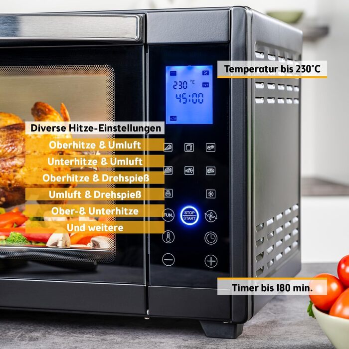 Міні-піч TZS First Austria Digital 30L 1600W з регулюванням температури та таймером - для кухні та кемпінгу