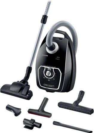 Пылесос Siemens Z7.0 VSZ7X500 с мешком для збору пилу, для алергіків, гігієнічний фільтр, тихий, чорний, 650 Вт, Testsieger 2024