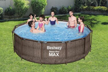 Комплектація каркасного басейну Bestway Steel Pro Max Deluxe, круглий, вигляд ротанга, 366 x 100 см