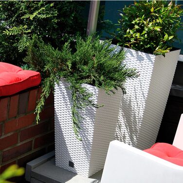 Пластиковий горщик Prosperplast з ротангу, 26.5 x 26.5 x 50 см, антрацит, для дому та саду