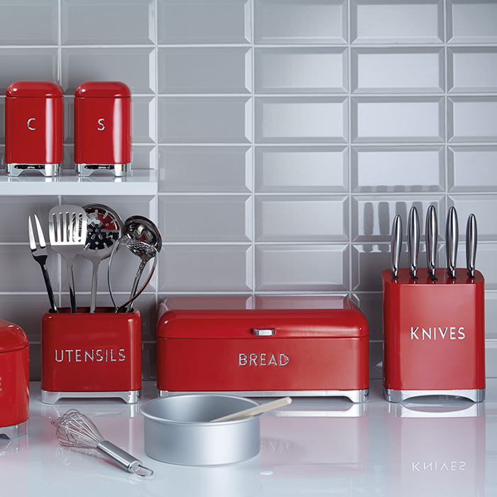 Набір ножів у червоній підставці Kitchen Craft, 5 шт.