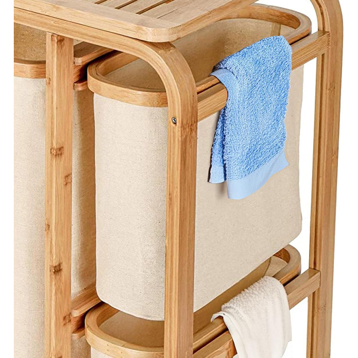 ОГОЛОШЕННЯ. Кошик для білизни CON Bamboo XL, полиця для ванної кімнати, бамбукова вішалка для білизни, мішок для білизни, полиця для ванної кімнати, сортувальник білизни бежевий