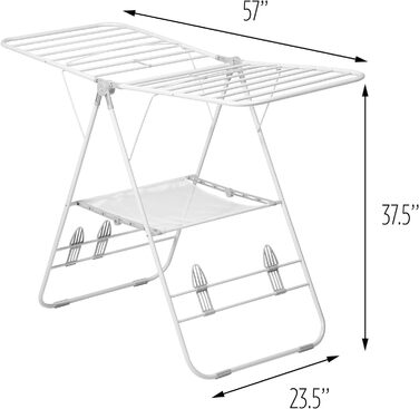 Важка сушильна стійка Honey-Can-Do, розбірна, Gullwing DRY-01610 Сушильна стійка для крил, металева, біла, 162,6x59,7x106,7 см Складна сушильна стійка Gullwing