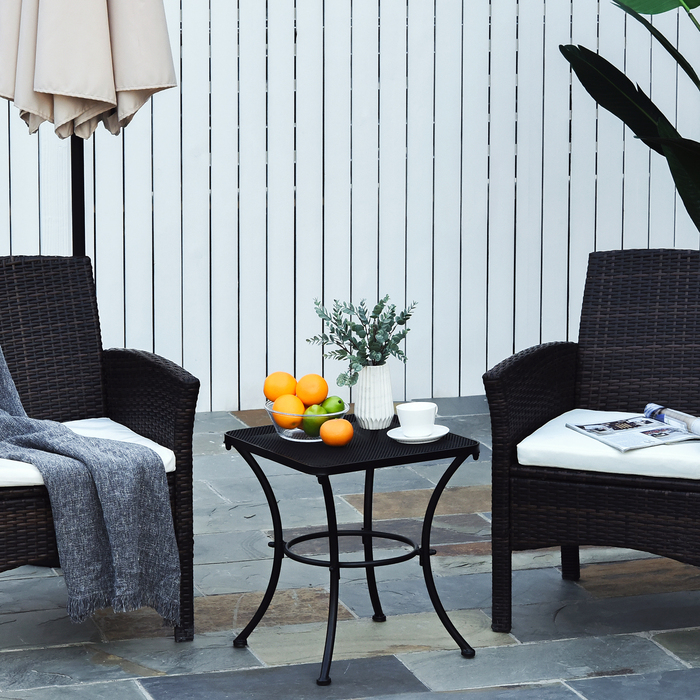 Outsunny Side Table Чорний садовий стіл 45x45x50см Металевий балконний столик Журнальний столик для патіо та саду
