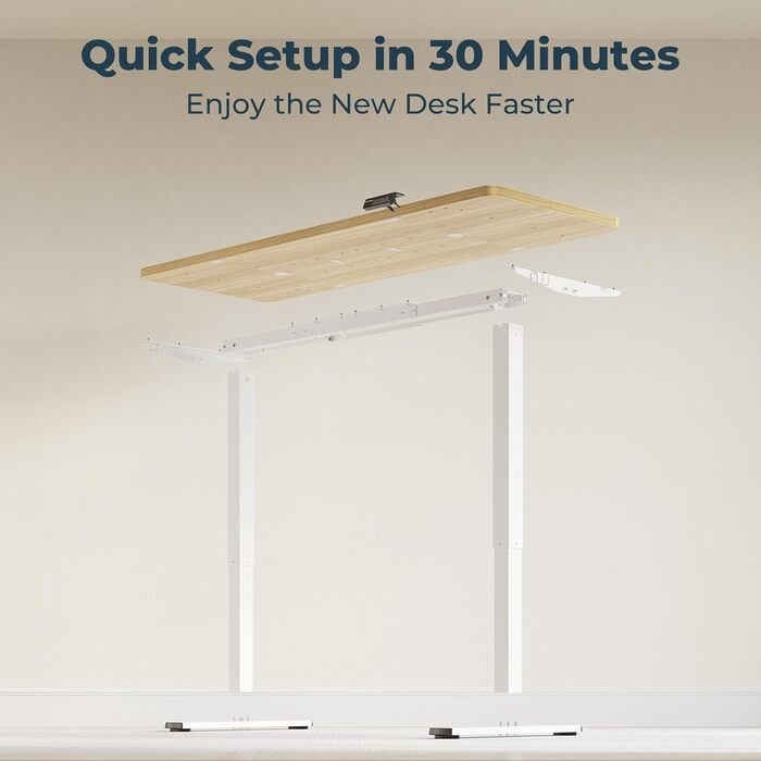 Регульований стіл FQ1 160x60 см з електропідйомом, з стільницею, для стоячи роботи, з комп'ютерним столом, гачком, блокуванням для дітей, функцією пам'яті для офісу та дому - Ahorn 160 x 60 см Білий + Ahorn