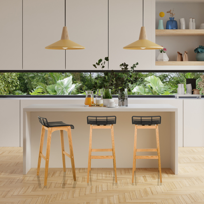 Барний стілець LONSO W з дуба та чорного пластику hjh OFFICE