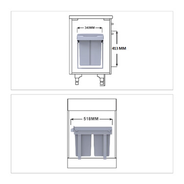 Вбудоване відро для сміття Relaxdays 1x 20л & 2x 10л