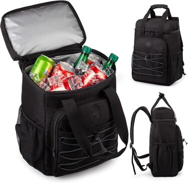 Чорний рюкзак-холодильник з м'якою ручкою, легкий та ізольований, велика місткість, для пляжу, кемпінгу, пікніка, риболовлі та походів