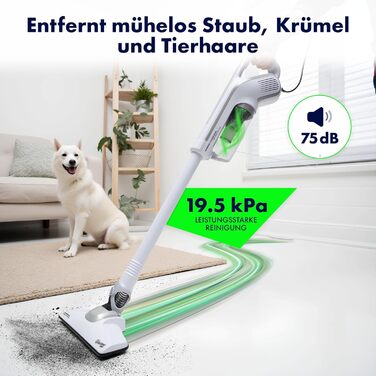 Пилсос GuterWal S14: 19,5 kPa, 1,7 кг, 1 л контейнер, 650 Вт, 5 м кабель. Ручний та підлоговий пилосос для дерева, плитки та килима