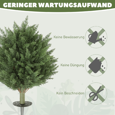 Набір з 2 штучних кіпарисів, стійких до УФ-випромінювання, з 387 листками та фіксатором у вигляді штиря, Ø40 x 60H см, зелені